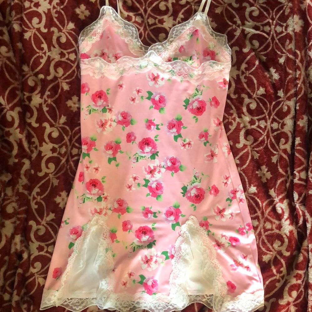 Silky pink laced dress